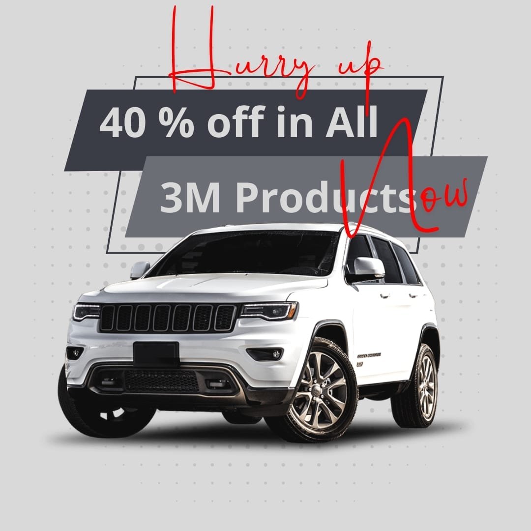 White SUV showcasing Samrat Auto’s 40% off 3M Ceramic Tinting & Coating offer in Dubai